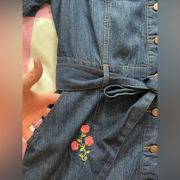 BNWT Princess Highway Folk Art Embroidered Denim Belted Dress - Picture 10 of 16